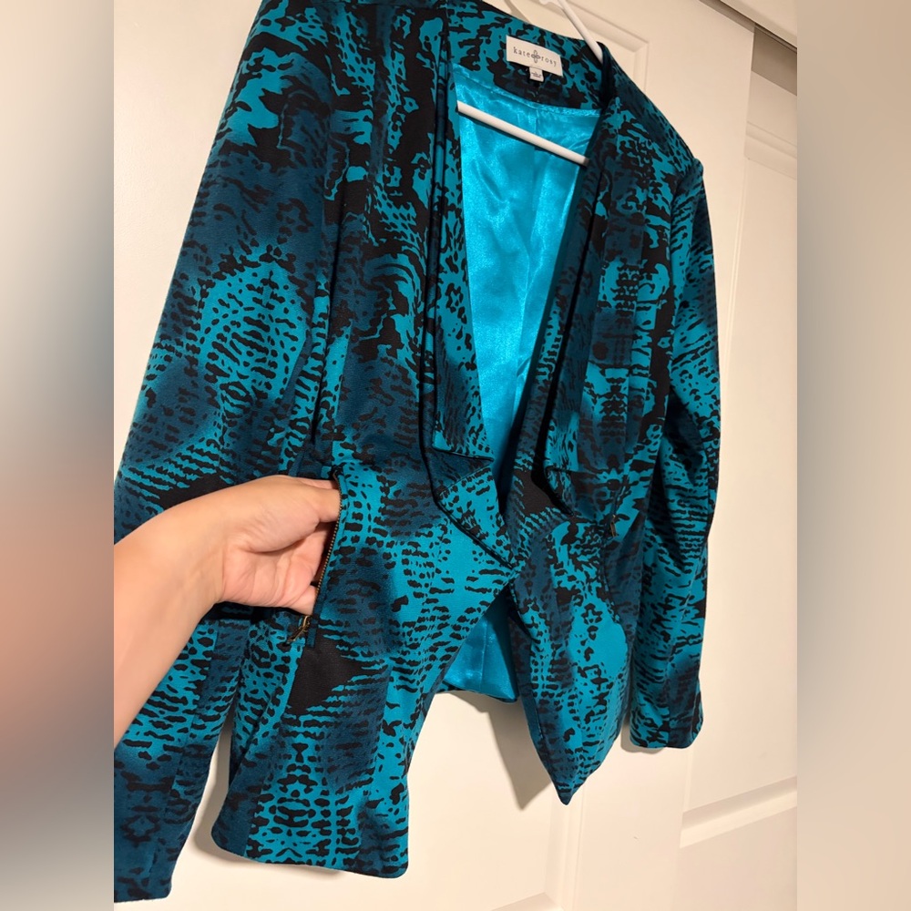 Kate and Rosy Blue Patterned Women's Blazer - Picture 3 of 7